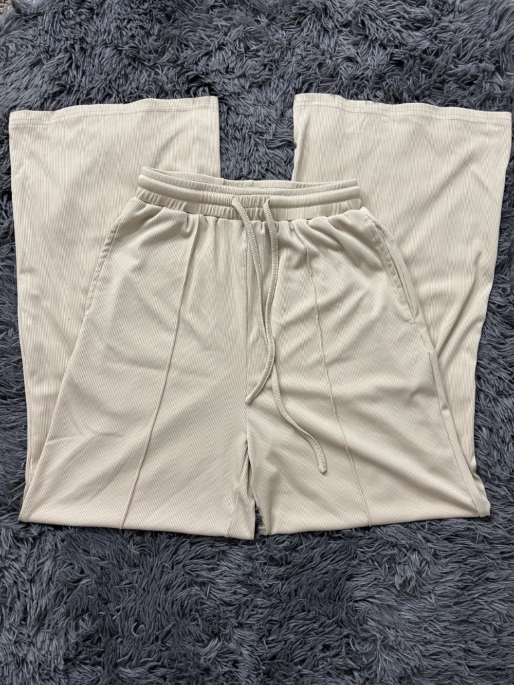 Cider Cream Relaxed Drawstring Wide Straight Leg Flowy Stretchy Pants Woman S